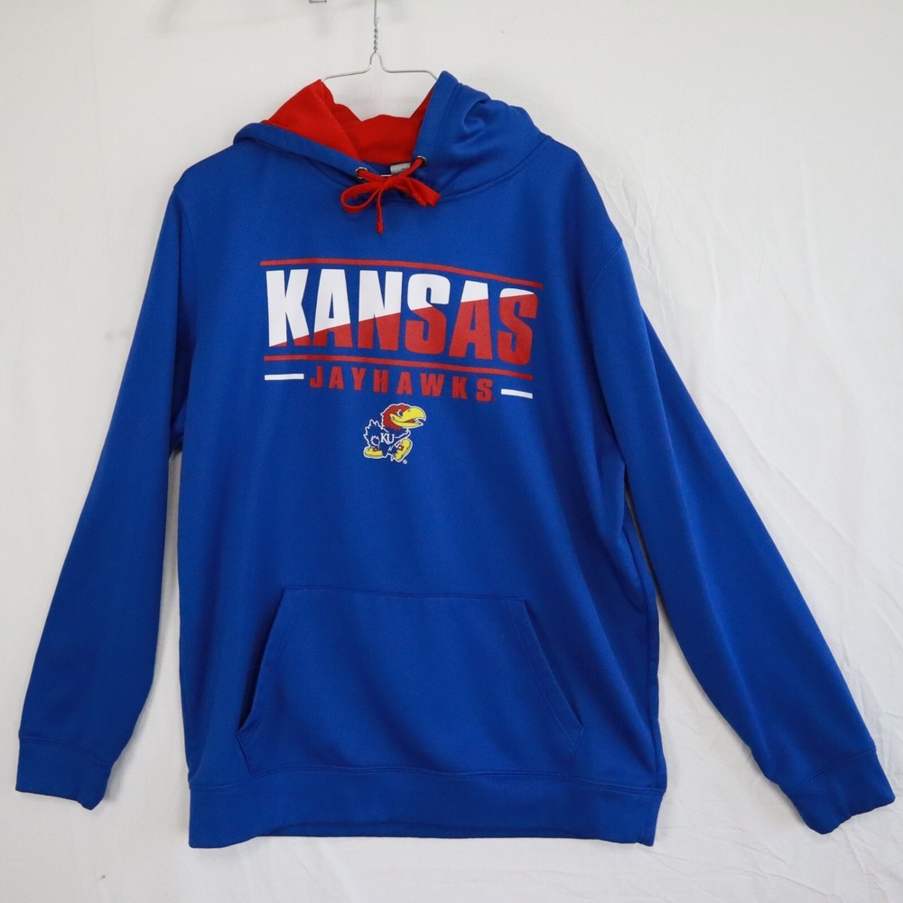 Kansas Jayhawks Hoodie Mens Large Stadium‎ Athletics Pullover Fleece Sweatshirt